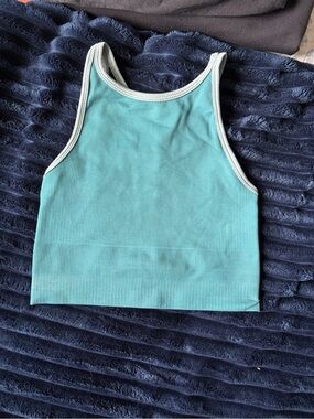 Athleta Teal Ribbed Tank with White Trim